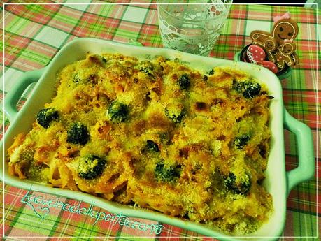 Tagliatelline gratinate al forno con salame di Varzi / Tagliatelline gratin baked with salami Varzi