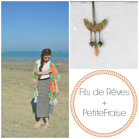PetiteFraise + Fils de Rêves: style tips part V. Boho kimono and a Crescent Moon necklace