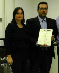 Michela Zanarella e Lorenzo Spurio durante la Cerimonia di premiazione del 3° Premio Nazionale di Poesia 