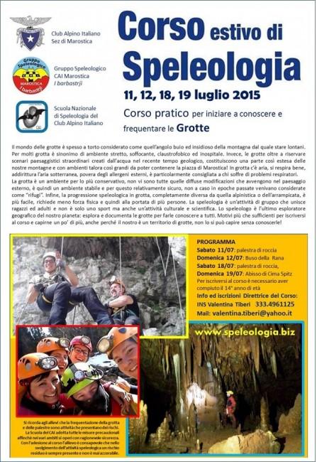 Corso Estivo di Speleologia luglio 2015 con il Gruppo Speleologico CAI Marostica i barbastrji