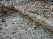 Archeologie fidentine: affiora vecchio muro.