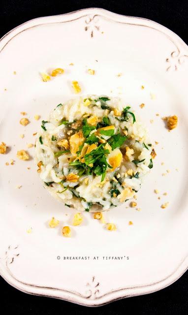 Risotto alla rucola, scamorza affumicata e noci / Risotto with rocket, scamorza cheese and nuts