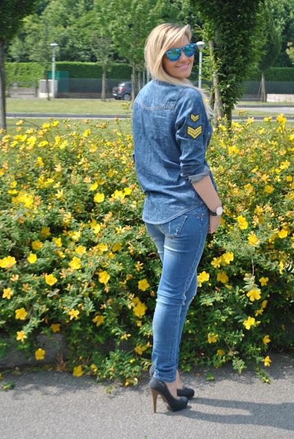 denim total outfit outfit maggio 2015 outfit primaverili casual spring outfit spring casual outfit how to wear jeans and heels how to wear skinny jeans how to wear denim shirt fashion bloggers italy fashion blogger italiane denim day maggio 2015 29  maggio 2015 