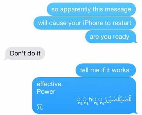 iPhone SMS che manda in crash il telefono e lo fa riavviare