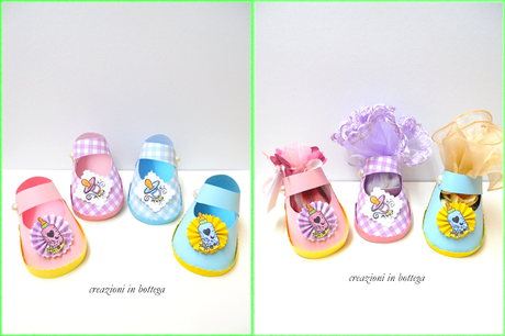 Scarpine portaconfetti (paper baby shoes)