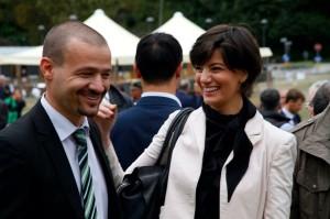 Il vicesindaco di Luino, Casali, insieme all'eurodeputata Lara Comi