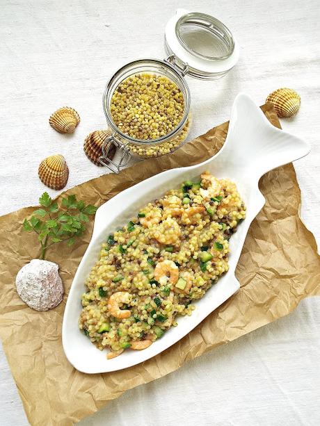 Fregola con mazzancolle e zucchine