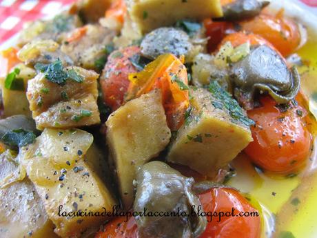 Spezzatino di seitan con pomodorini e capperi  / Stew seitan with tomatoes and capers