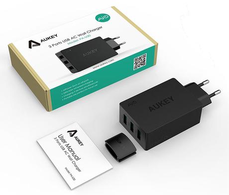 Aukey AllPower caricabatteria da muro tre porte USB compatto e intelligenti