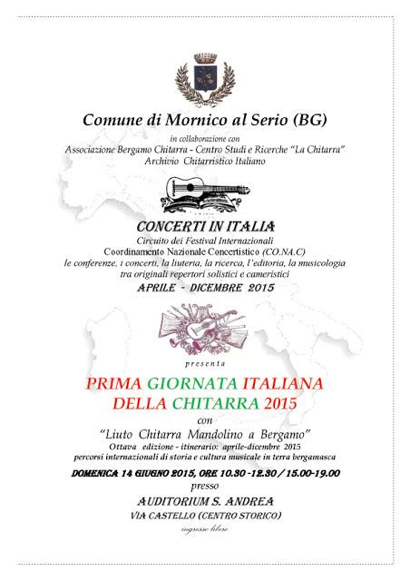 Prima Giornata Italiana della Chitarra 2015 presso Mornico domenica 14 giugno