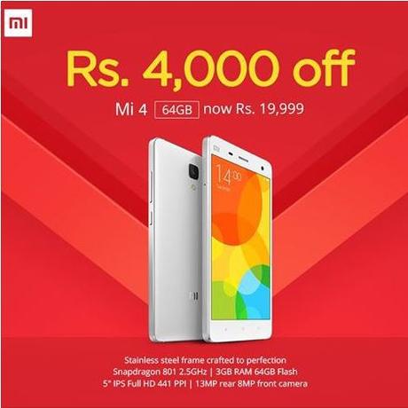 Xiaomi annuncia un notevole taglio di prezzo per lo Xiaomi Mi4 da 64 GB