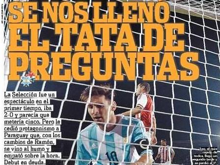 Argentina-Paraguay: i titoli del day after