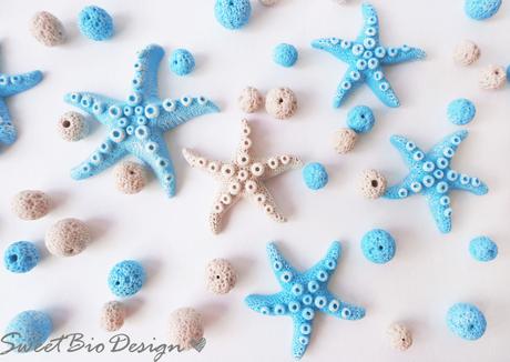 Stelle Marine e perle effetto pietra Pomice in fimo - Fimo clay starfish and Pumice beads