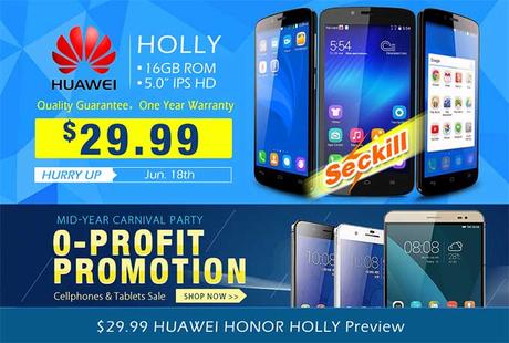 Su TinyDeal solo il 18 Giugno sconto del 77% di Huawei Honor Holly