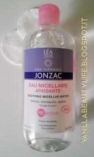 Skin care Eau Thermale Jonzac (Acqua micellare lenitiva, Latte dermo detergente alta tolleranza ed Emulsione leggera alta tolleranza)