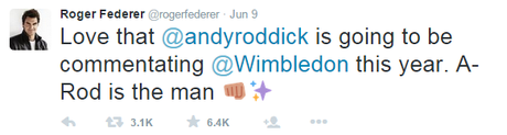 Wimbledon 2015 Tweet Federer