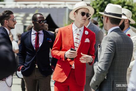 abito sartoriale rosso, Pitti uomo 88