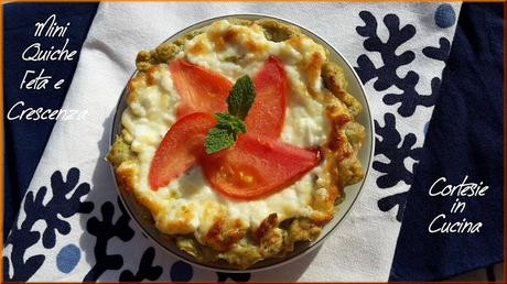 Mini Quiche con frolla al basilico e ripieno di Feta e crescenza