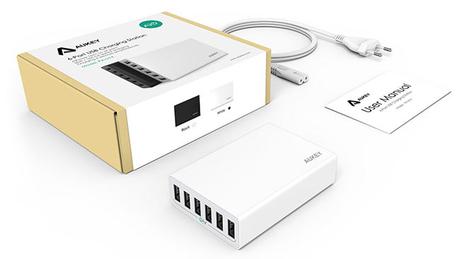 Caricabatteria da muro 6 porte Aukey con tecnologia AlPower