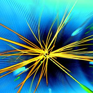 A visualization of proton-proton collision events recorded by the Large Hadron Collider's (LHC) Compact Muon Solenoid (CMS) detector at the European Organization for Nuclear Research (CERN)