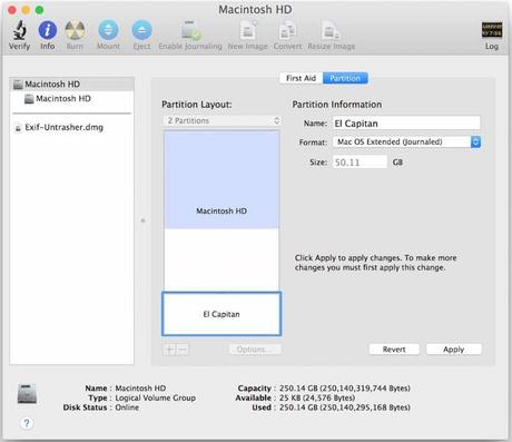 Come installare OS X El Capitain Beta 1 in una nuova partizione del Mac