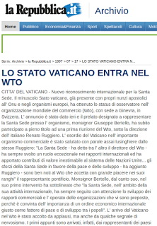Il Gesuitico Renato Ruggiero e l'OMC