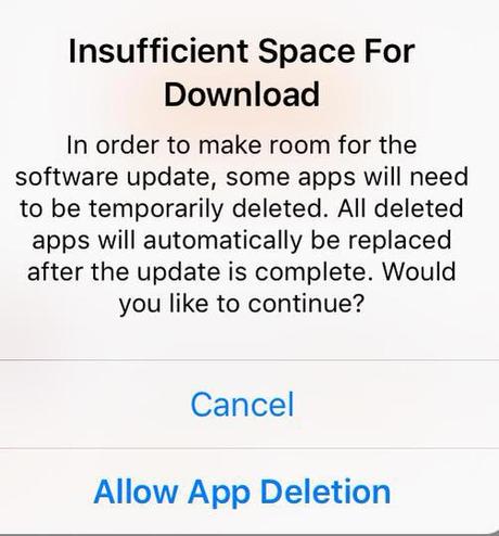 Nuova funzione iOS 9 di recupero spazio con eliminazione temporanea delle app