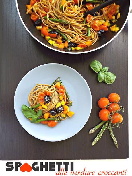 Spaghetti alle verdure croccanti