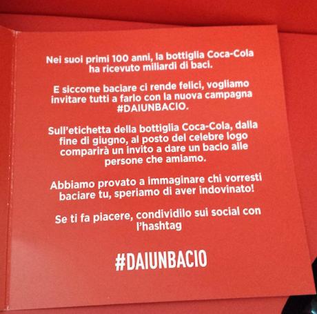 Coca Cola #Daiunbacio - nuovo mailing a influencer