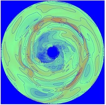 Un fotogramma preso dalla simulazione dell'evoluzione di un disco protoplanetario. Crediti: Alan Boss