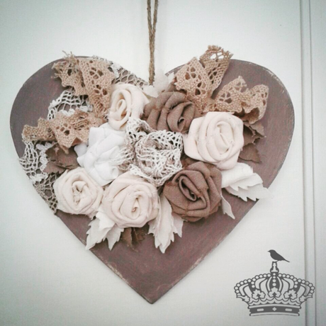 realizzare cuore shabby chic