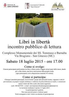 Libri in libertà – incontro pubblico di lettura a San Genesio, Macerata