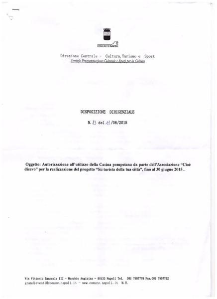 Disposizione Dirigenziale affidamento Casina Pompeiana - Sii Turista Della Tua Città