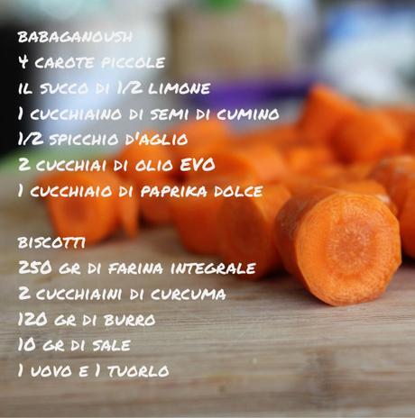 Biscotti salati alla curcuma con babaganoush di carote ingredienti