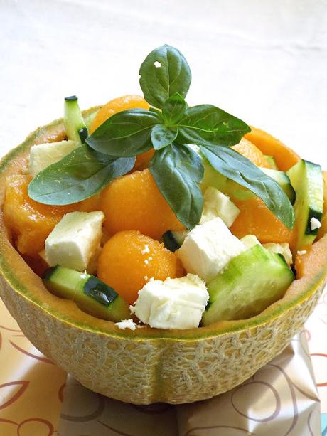 Insalata di melone, cetriolo e feta