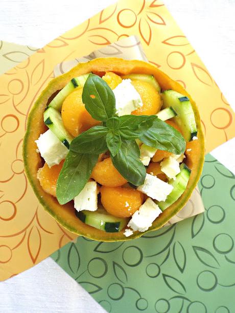 Insalata di melone, cetriolo e feta