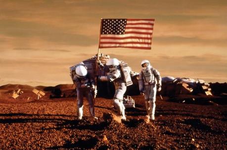 Gli Stati Uniti su Marte, nell'ironico rendering di un artista.