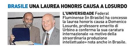 L’Universidade Federal Fluminense di Niterói-Rio de Janeiro ha conferito la laurea honoris causa a Domenico Losurdo
