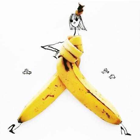 gretchen roehrs illustrazione con buccia di banana