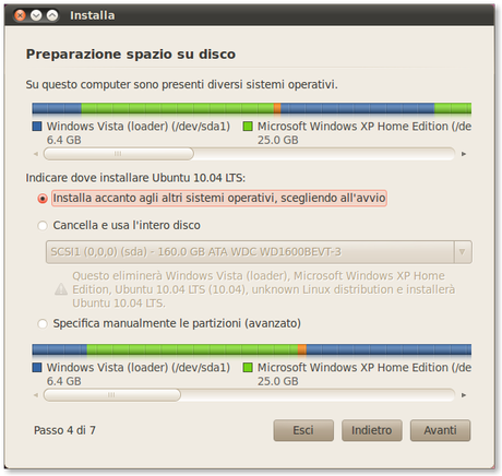 Come installare il sistema operativo Ubuntu su un computer in cui è già presente Microsoft Windows.