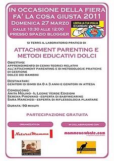 Fa la cosa giusta: Naturlamamma, Il Leone Verde in collaborazione Mamme Acrobate e Mamma Canguro  offrono laboratorio di formazione