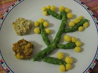 Merluzzo al curry con salsa densa di senape e mimosa di polenta e broccoli