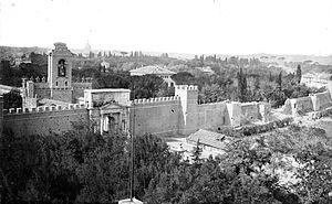 The breach of Porta Pia, on the right, in a co...