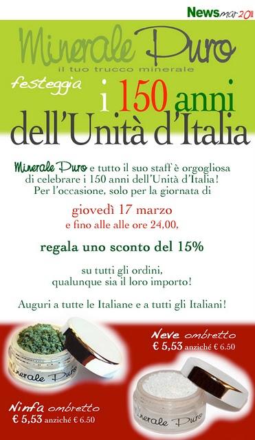 Minerale Puro festeggia i 150 anni dell'Unità d'Italia e ti regala uno sconto!