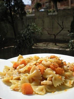 Farfalle Zucca e Gamberi con Erba Cipollina