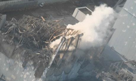 Handout shows steam rising from the No. 3 reactor at the Fukushima Daiichi nuclear power complex