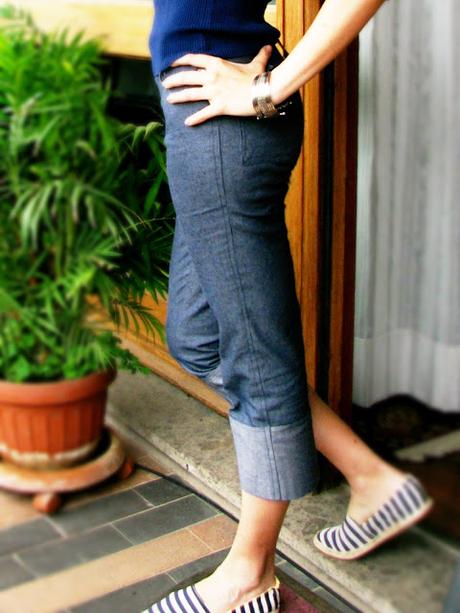 OOTD: navy stripes and denim