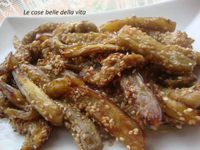 Melanzane al forno con semi di sesamo