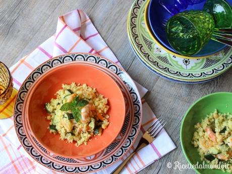 Cous cous con ceci, zucchine e gamberi