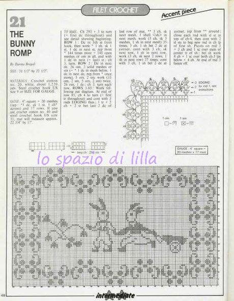 Copertina per neonato: I dolci coniglietti a filet  / Crochet filet baby blanket: the lovely bunnies, free pattern